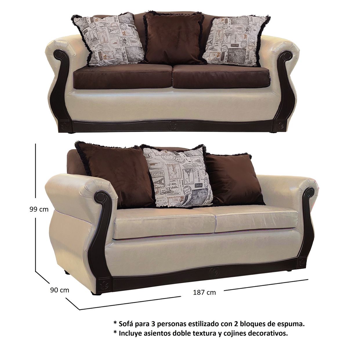 AMERICA DECORA - Living Con Resorte Estructural 5 Cuerpos 3+1+1 Gran Santi Class