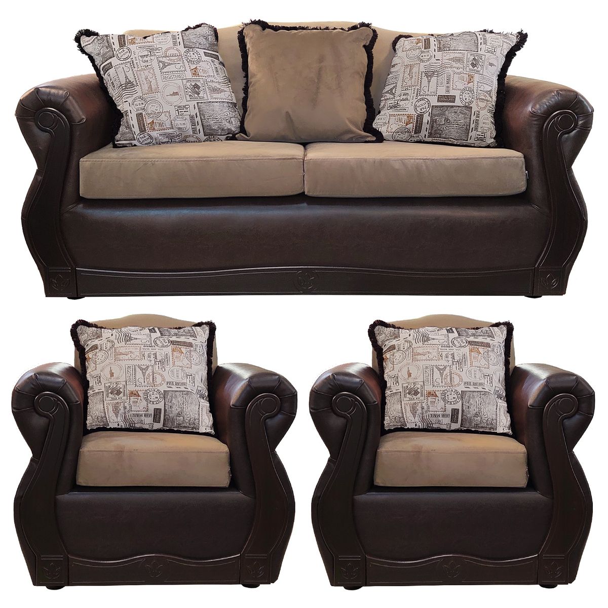 AMERICA DECORA - Living Con Resorte Estructural 5 Cuerpos 3+1+1 Gran Santi Class