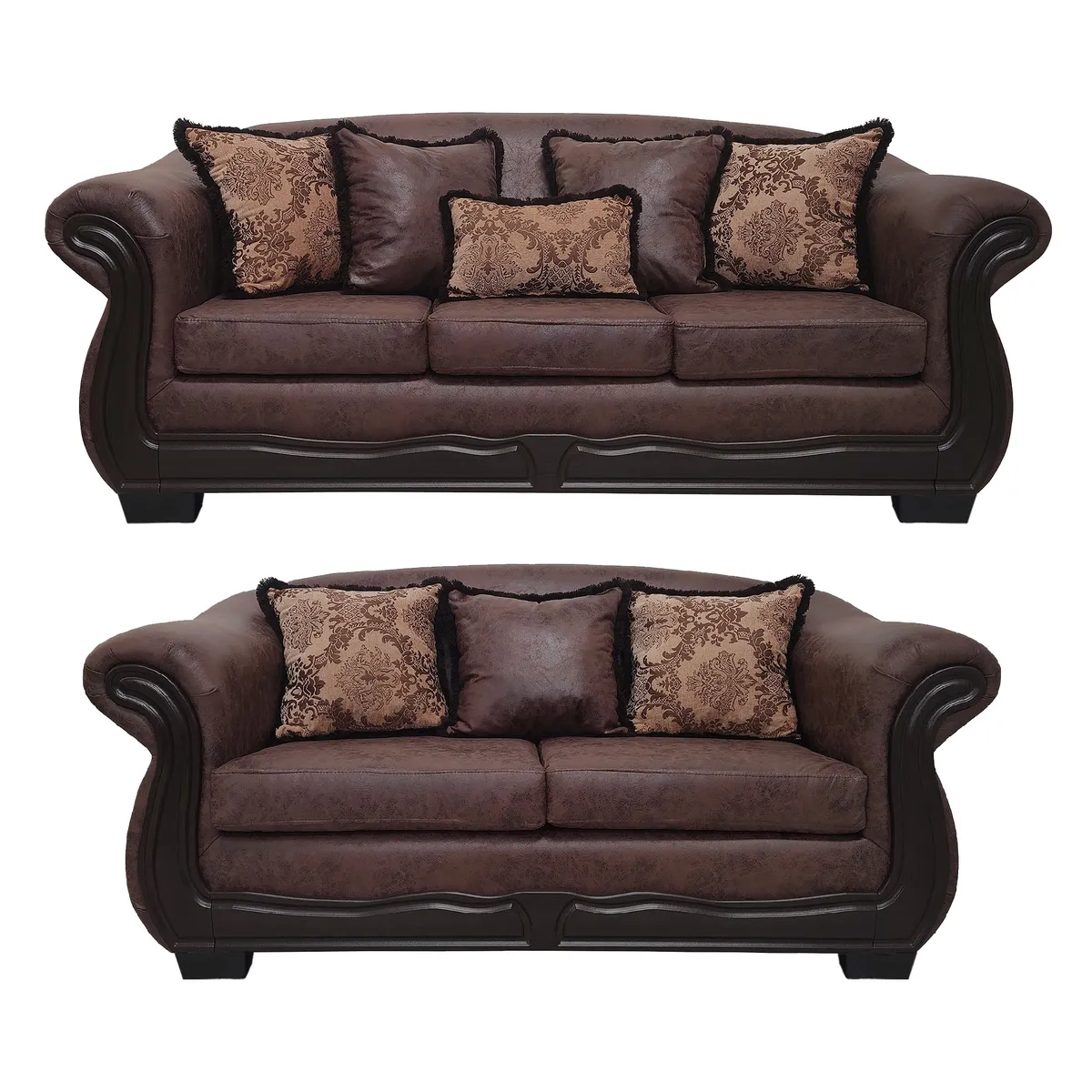 AMERICA DECORA - Living Con Resorte Estructural Búfalo 7 Cuerpos 4+3 Envejecido