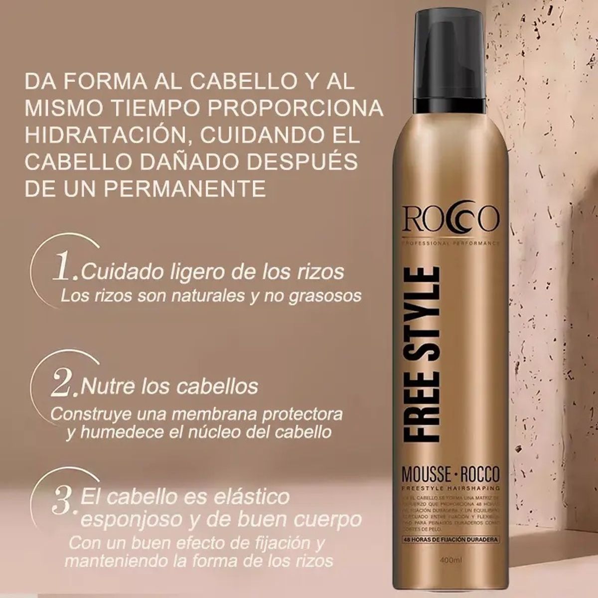 ROCCO - Rocco® Mousse Fijadora Para Peinados 400ml