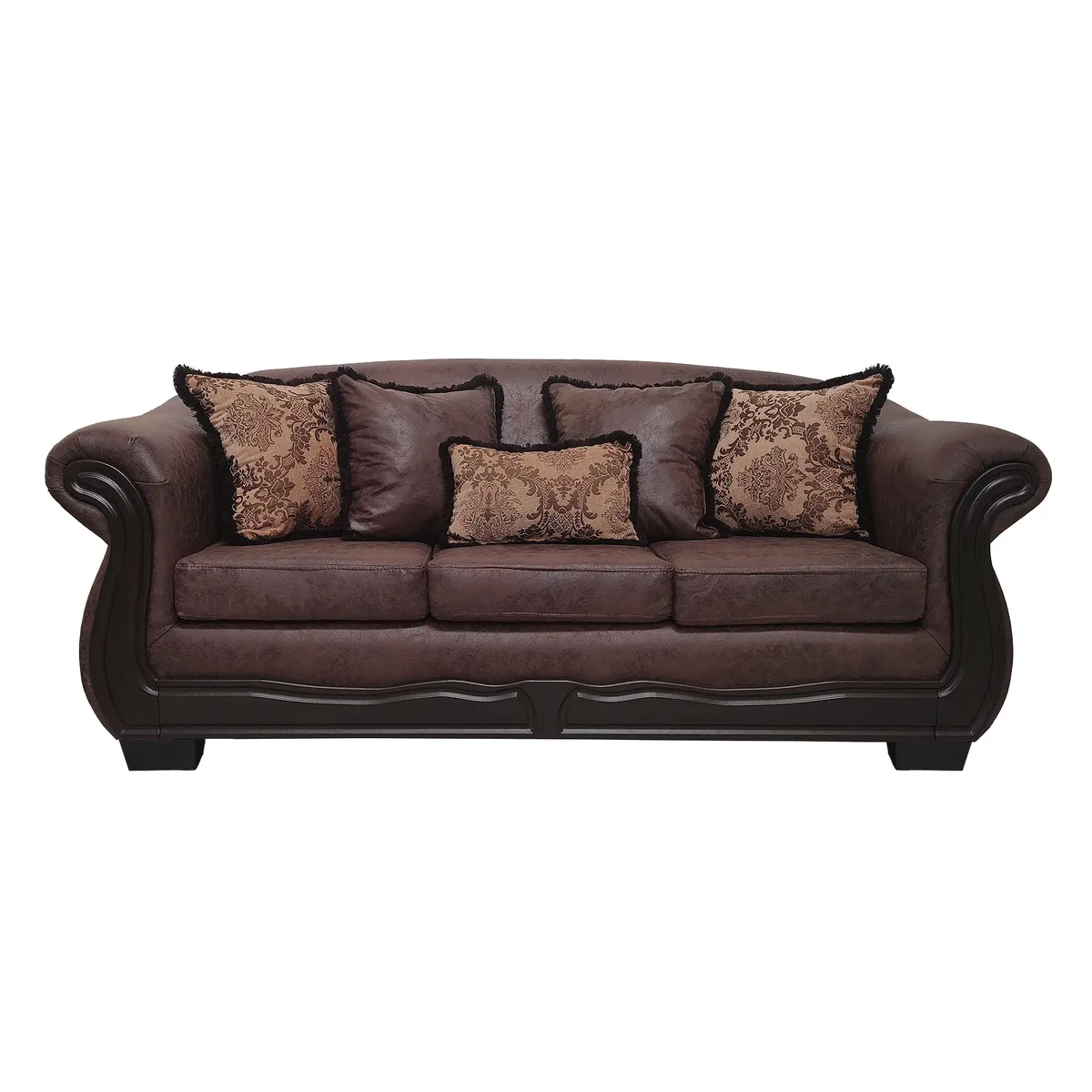 AMERICA DECORA - Sofá Con Resorte Estructural 4 Cuerpos Búfalo Envejecido