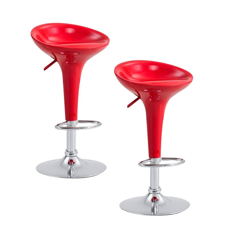 GENERICO - Pack 2 Silla Piso Taburete Bar Negro Respaldo Alto Rojo