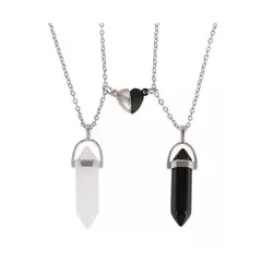 GENERICO - Collares De Pareja Piedra Colgante Obsidiana Y Cuarzo Amor