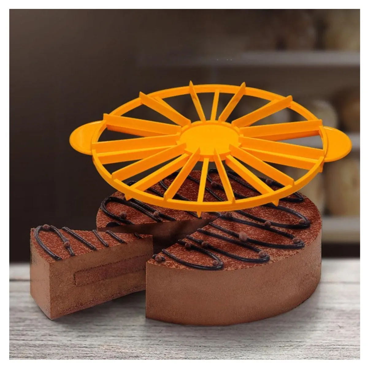 GENERICO - Cortador Torta Porcionador Pastel Queque Reposteria 10-12 Naranja