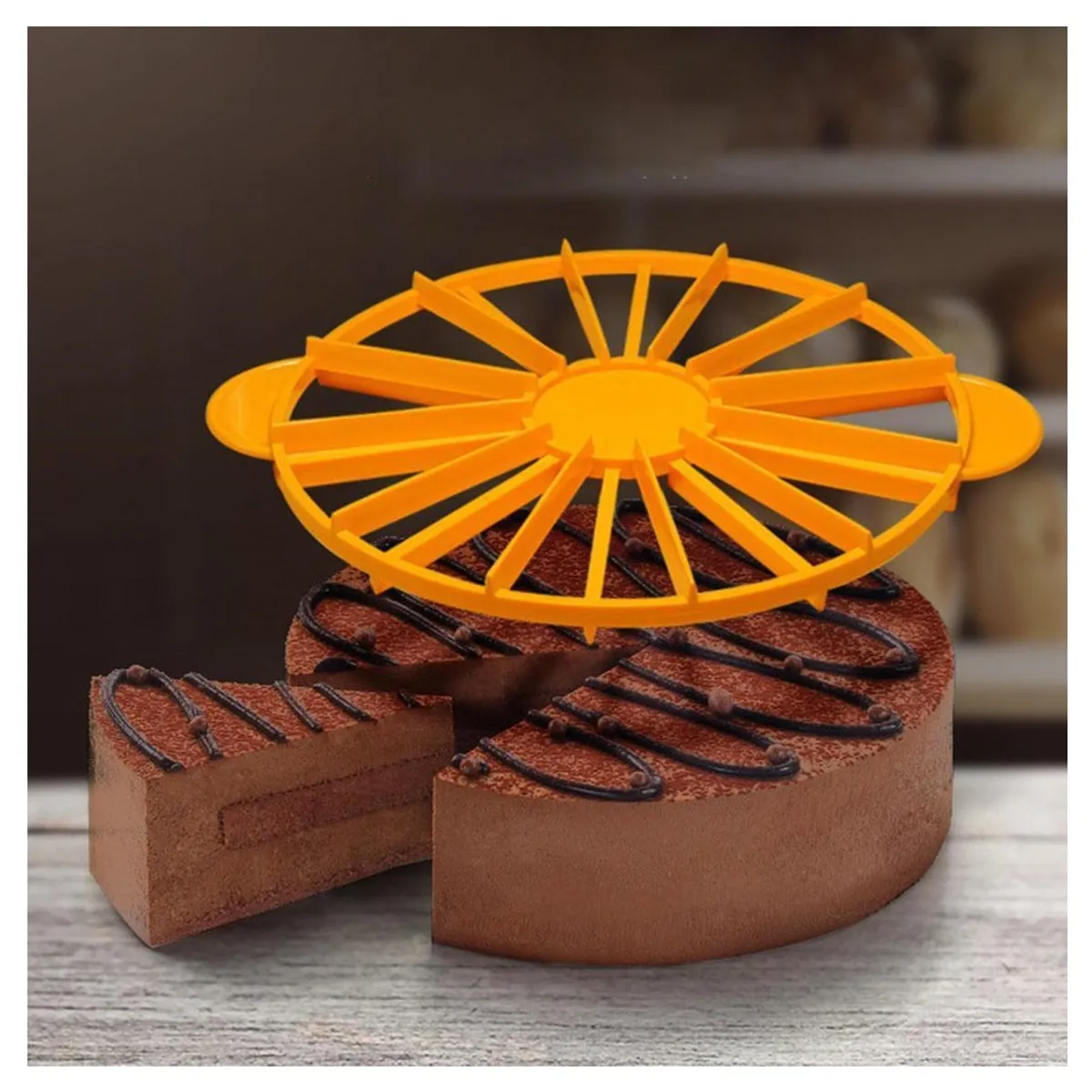 GENERICO - Cortador Torta Porcionador Pastel Queque Reposteria 10-12 Naranja