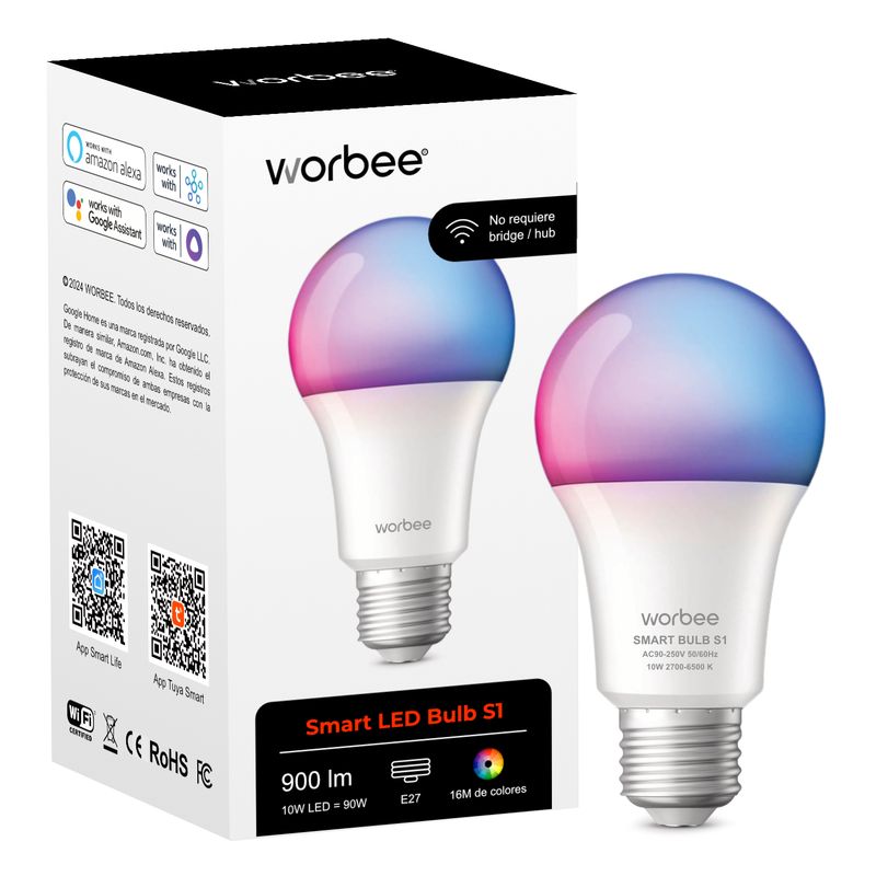 WORBEE - Worbee Ampolleta Inteligente Led S1 Wifi Alexa Google Home