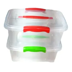 GENERICO - Set 3 cajas almacenamiento 6 litros incolora