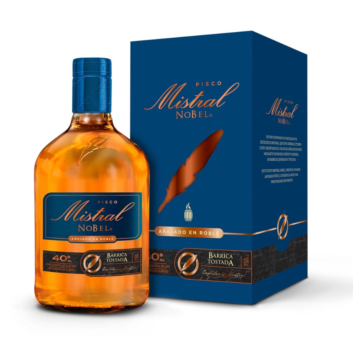 MISTRAL - Pisco Mistral Nobel Barrica Tostada 40° 750cc