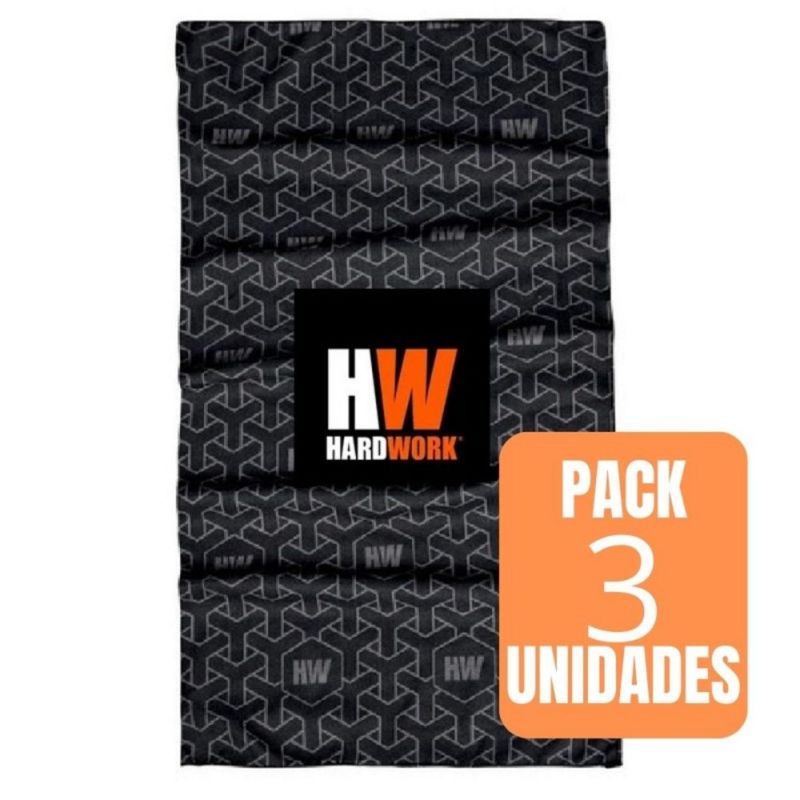 HARDWORK - Bandana Head Wear Hw Negro/gris Pack 3 unidades