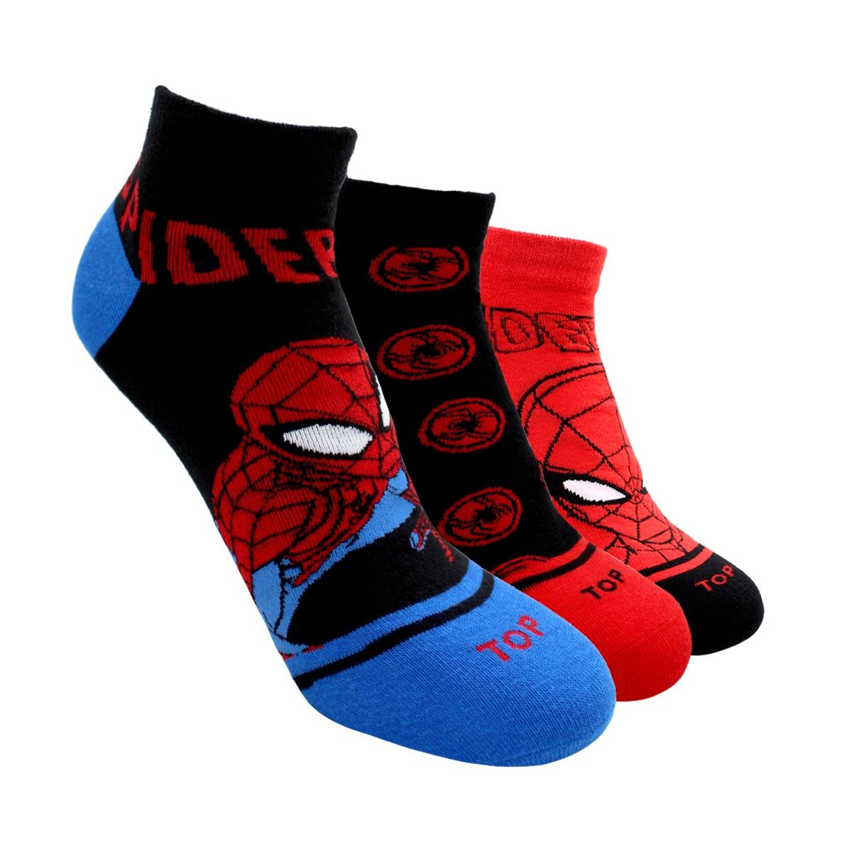 TOP - Calcetines Cortos Algodón Niños Pack 3 Spider-Man C4