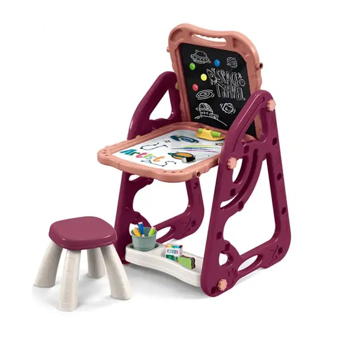 GENERICO - Pizarra Educativa Multifuncional Doble Cara con Silla