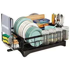 WAKESHOME - Escurridor de Platos y Utensilios Drenaje Automatico Gran Capacidad