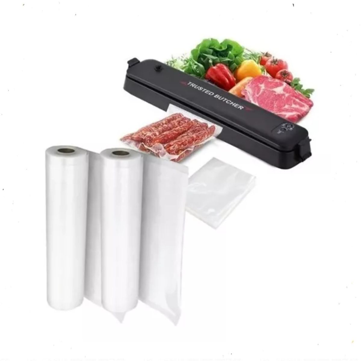 GENERICO - Maquina Selladora Al Vacío Alimentos 90w + 2 Rollos 28cmx5m