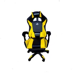GENERICO - Silla Gamer Luz Rgb Parlante Reposapiés Masajeador lumb amarillo negro