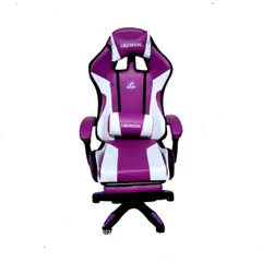 GENERICO - Silla Gamer Luz Rgb Parlante Reposapiés Masajeador lumba morado blanco
