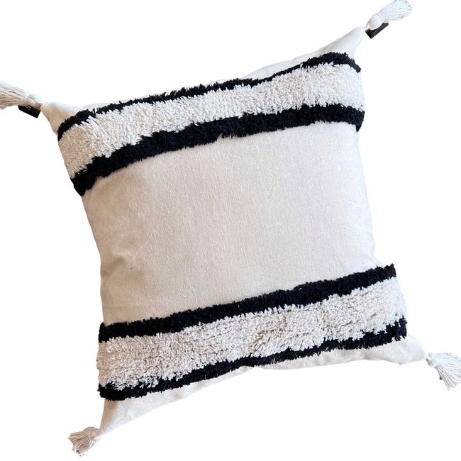 MANDIRHOME - Funda de Cojín Boho Berlín Negro Cuadrada