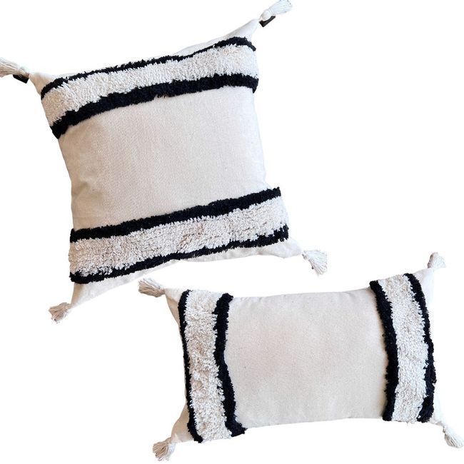 MANDIRHOME - Funda de Cojín Boho Berlín Negro Cuadrada