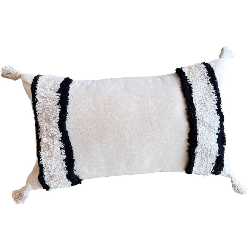 MANDIRHOME - Funda de Cojín Boho Berlín Negro Rectangular