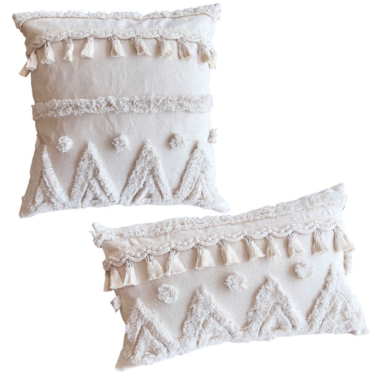 MANDIRHOME - Funda de Cojín Boho Colomba Crudo Cuadrada