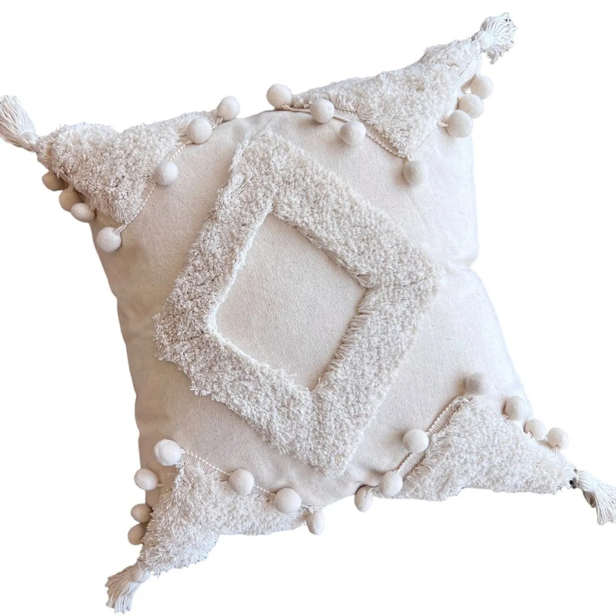 MANDIRHOME - Funda de Cojín Boho Antonia Crudo Cuadrada