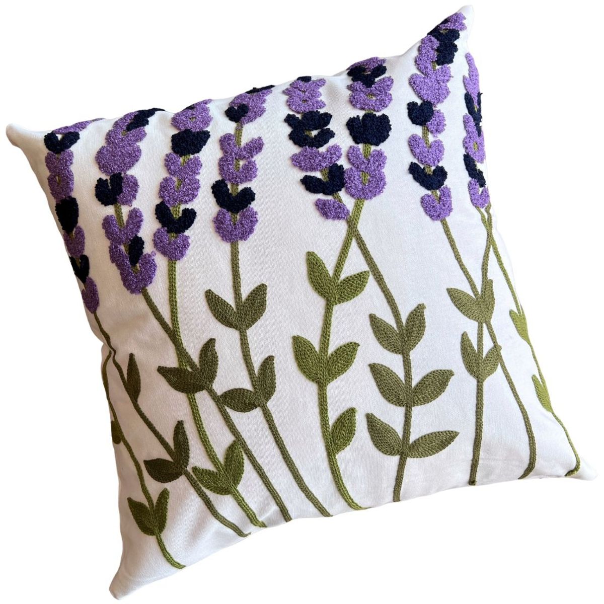 MANDIRHOME - Funda de Cojín Bordado Lavandas Morado Cuadrado