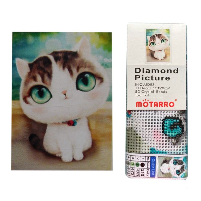 GENERICO - Pintura con diamantes - Gatito ojos verdes 15X20