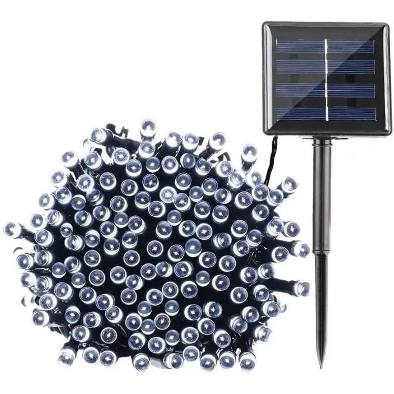 GENERICO - x3 Luces Solares 12mtrs Guirnaldas 100led Pack Navidad Blanco