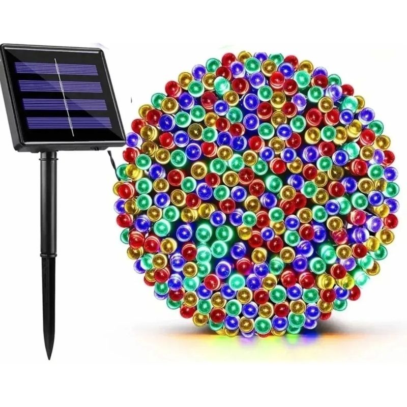 GENERICO - Luces solares 12mtrs Navidad Guirnalda 100led Multicolor