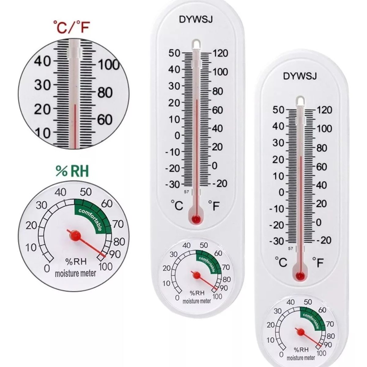 GENERICO - Pack X2 Termometro Higrometro Analogico Medidor Temperatura Humedad