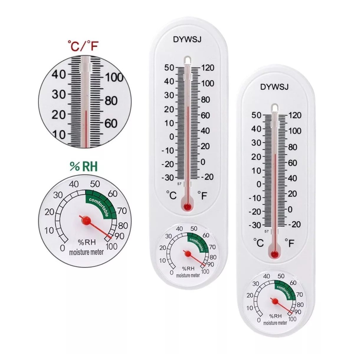 GENERICO - Pack X2 Termometro Higrometro Analogico Medidor Temperatura Humedad