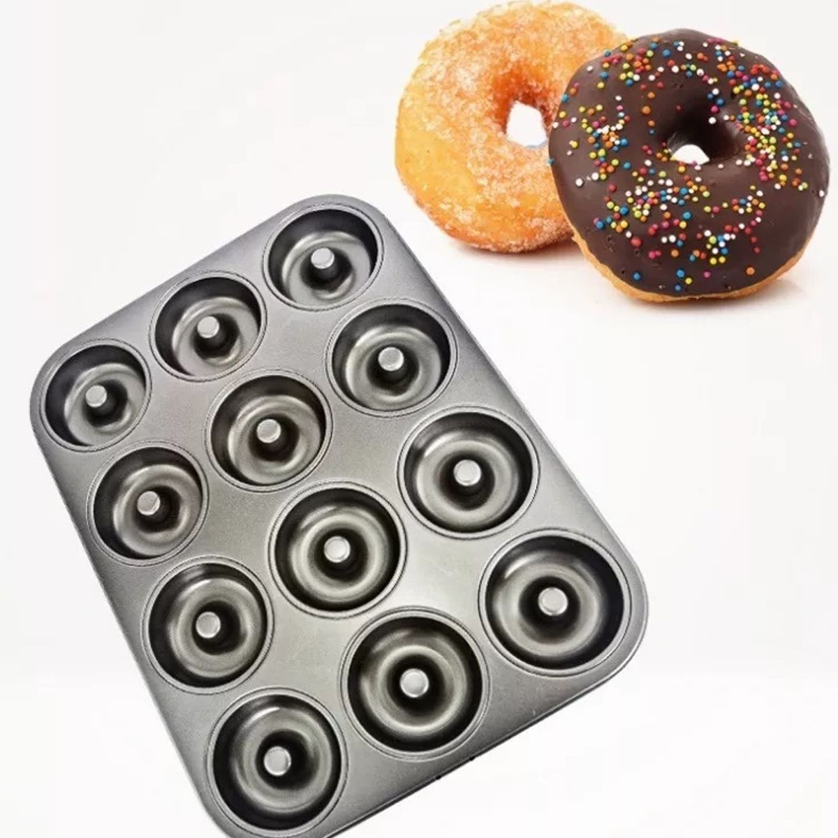 GENERICO - Pack X2 Molde 12 Rosquillas Anti Adherente Moldes Donuts Tortas Donas