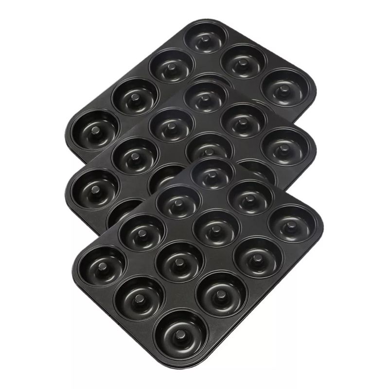 GENERICO - Pack X3 Molde 12 Rosquillas Anti Adherente Moldes Donuts Tortas Donas