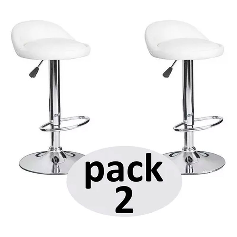 ESHOPANGIE - Pack 2 Silla Piso Bar Altura Regulable Taburete Respaldo Blanco