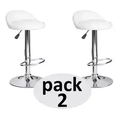 ESHOPANGIE - Pack 2 Silla Piso Bar Altura Regulable Taburete Respaldo Blanco