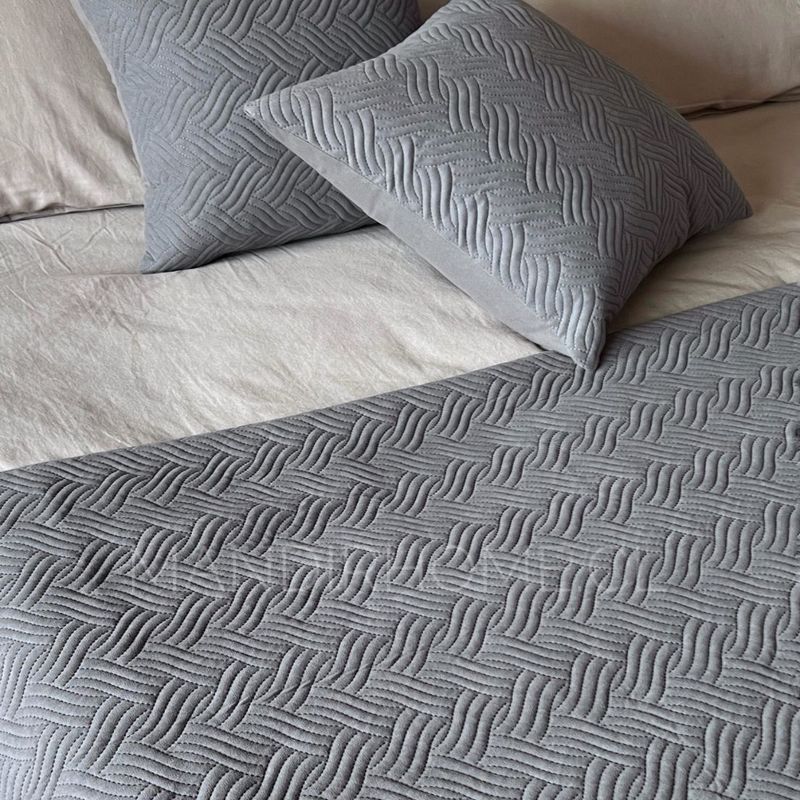GENERICO - Set Piecera 210x70 y 2 Fundas Cojín 45x45 Trenza Gris