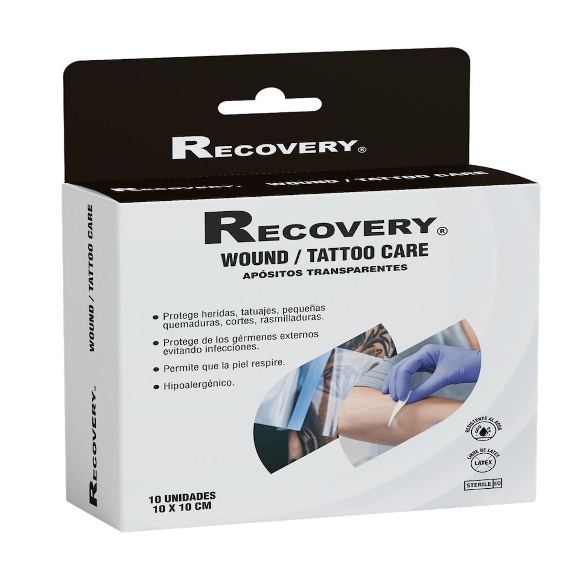 RECOVERY - PARCHE IMPERMEABLE PROTEGE HERIDAS Y TATUAJES 10X10CM