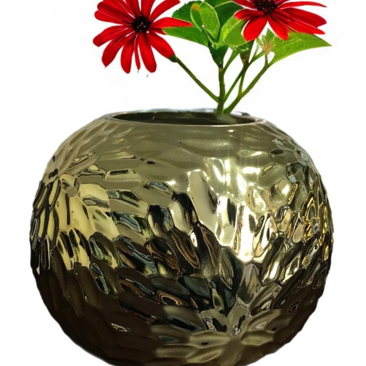 GENERICO - Florero Dorado Deco Hogar Redondo Con Textura