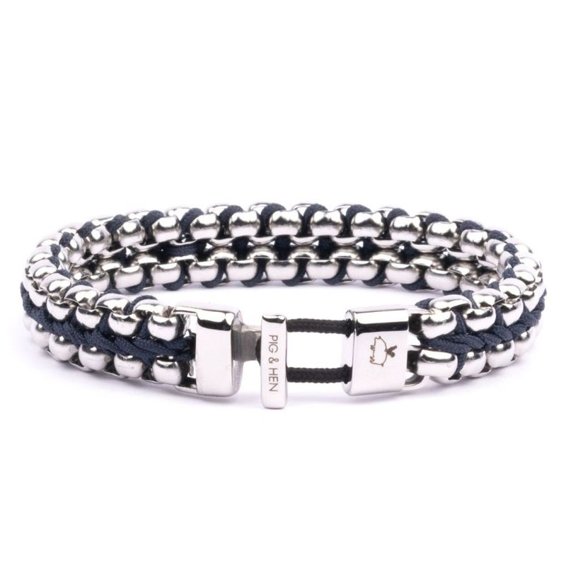 PIG & HEN - Pulsera Hombre Catena Venetian DBL Navy- Silver