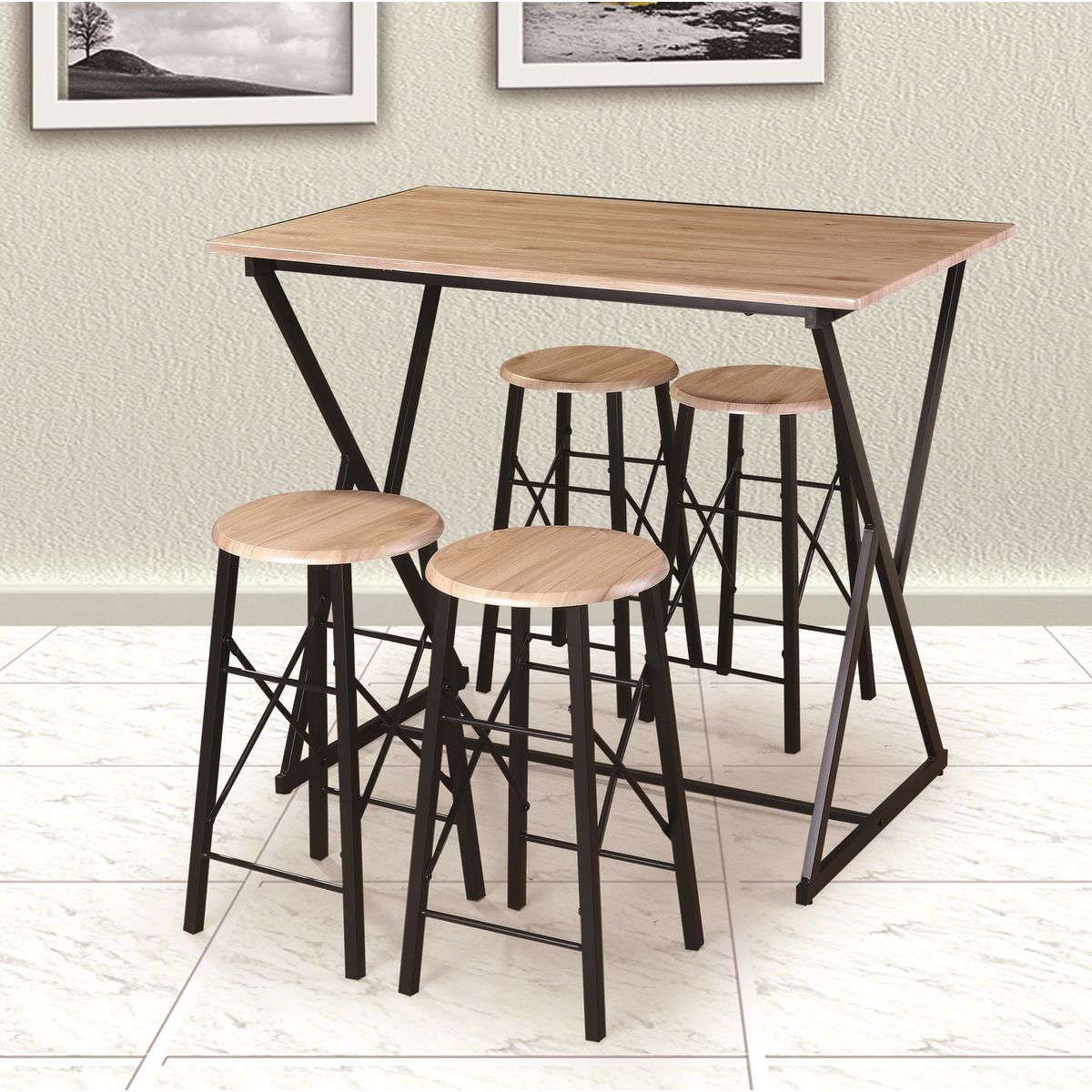 ABMTOYS - Mesa 3 en 1 Comedor Plegable y Arrimo con Taburetes