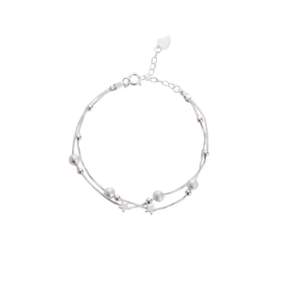 GENERICO - Pulsera Plateada Estrella Doble Cadena