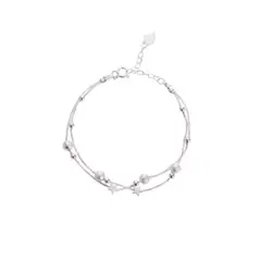 GENERICO - Pulsera Plateada Estrella Doble Cadena