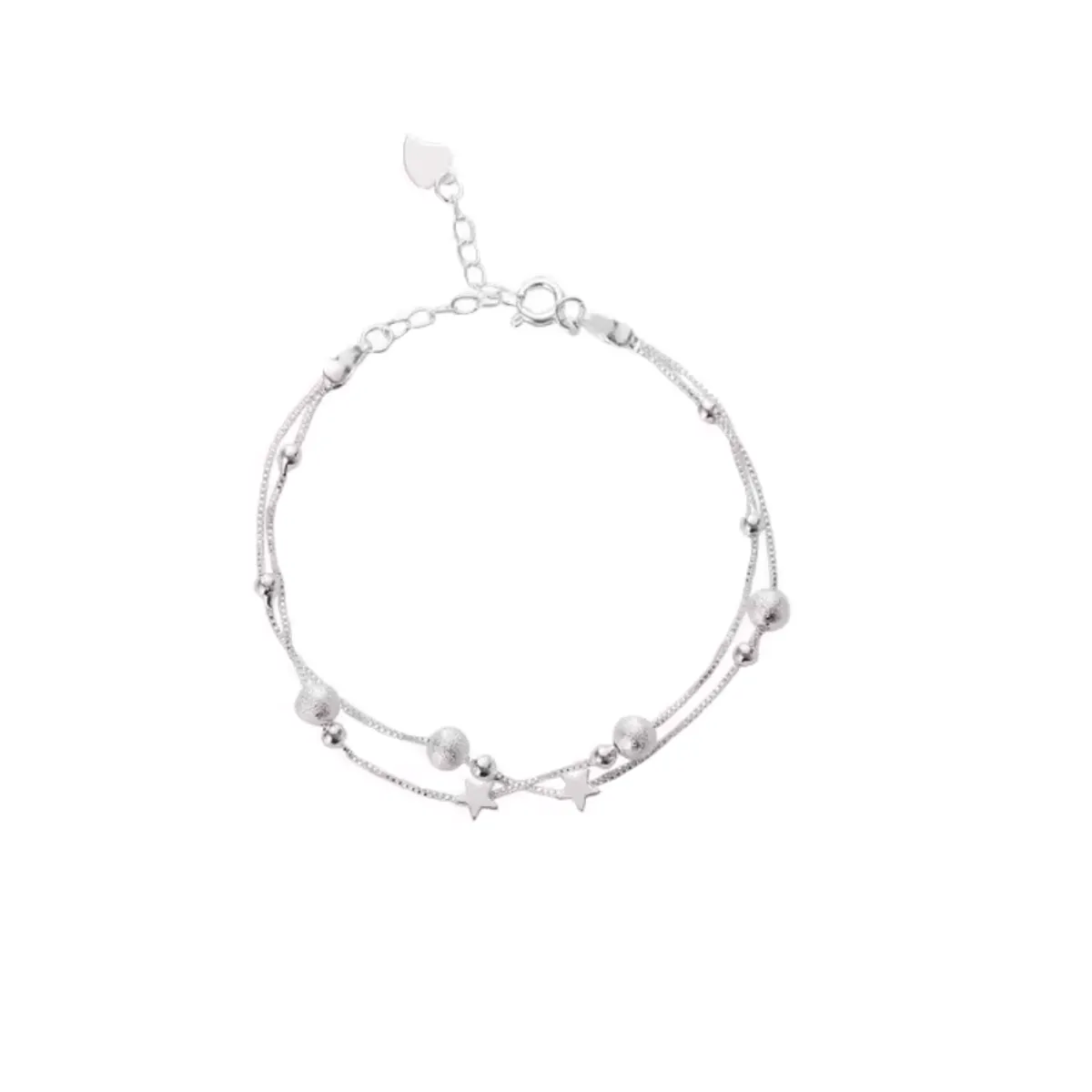 GENERICO - Pulsera Plateada Estrella Doble Cadena