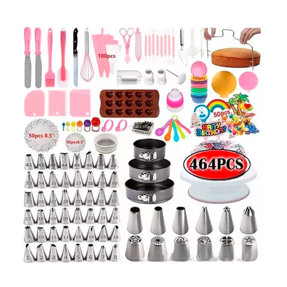 GENERICO - Kit Decoración Para Repostería  Base Giratoria  Boquillas