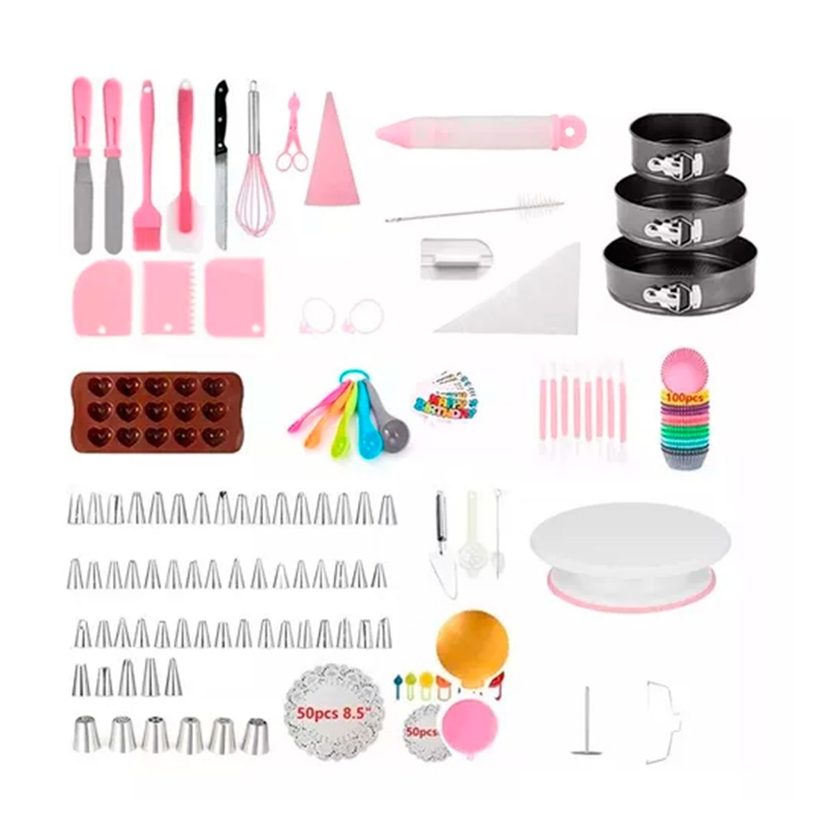 GENERICO - Kit Decoración Para Repostería  Base Giratoria  Boquillas