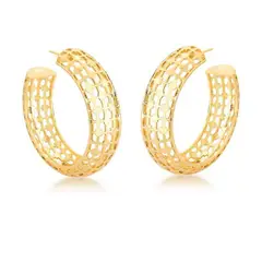 GENERICO - AROS ARGOLLA GRANDE ENCHAPADAS EN ORO 18K TRELIÇA
