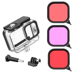 GENERICO - Carcasa sumergible 60M. + Set Filtros para GoPro Hero 12 / 11 / 10 / 9