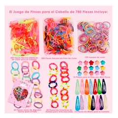 GENERICO - Set 780pcs Colets Bandas Elásticas Y Pinches Para Niña