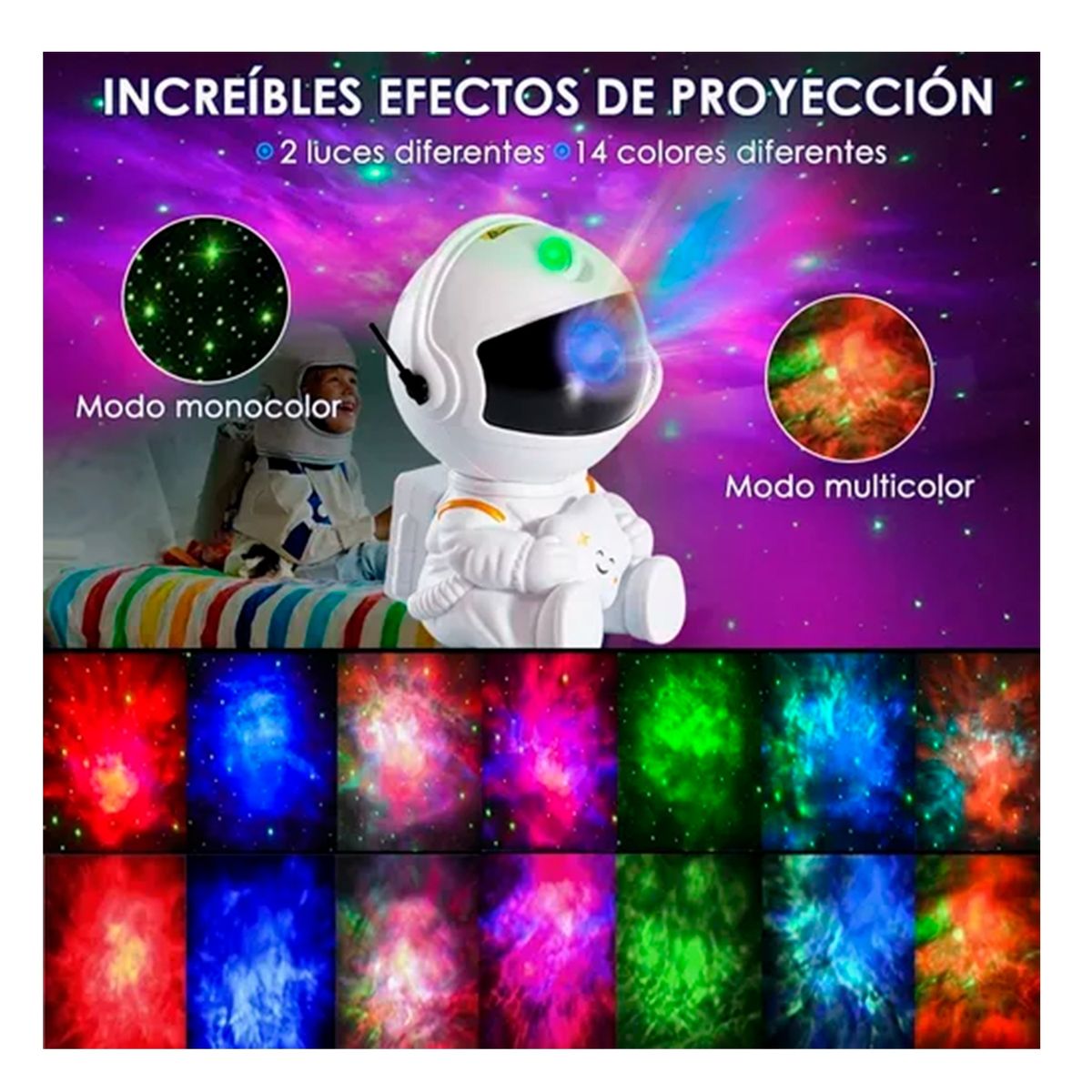 GENERICO - Lampara Led Astronauta De Mesa Proyector Estrellas Galaxia