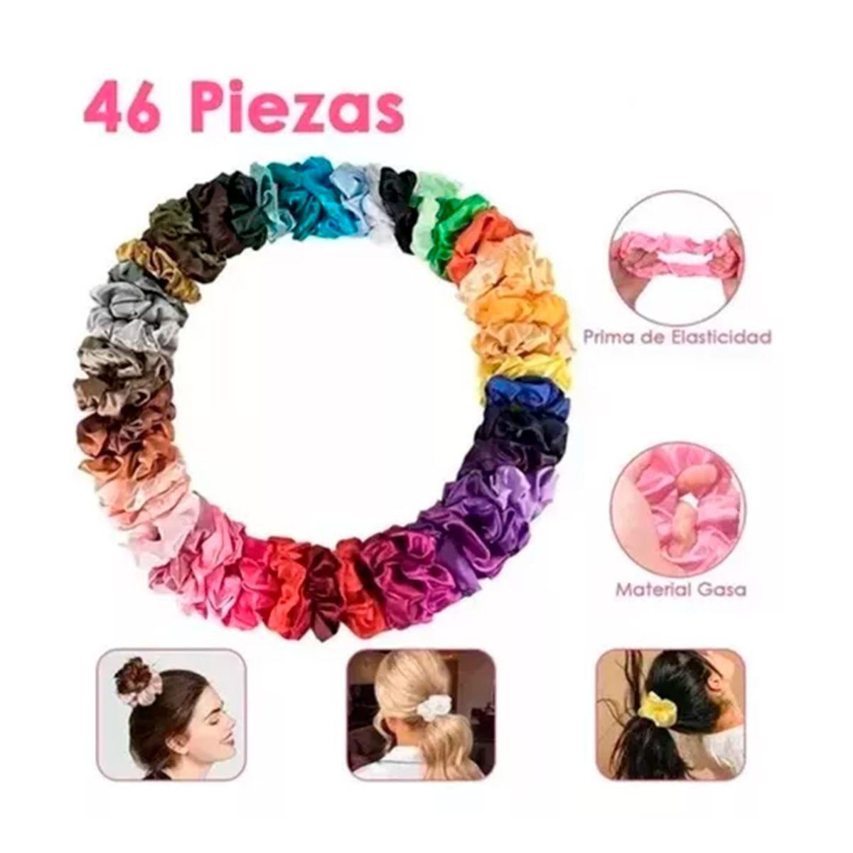 GENERICO - Banda Elástica De Cabello De 46 Colores