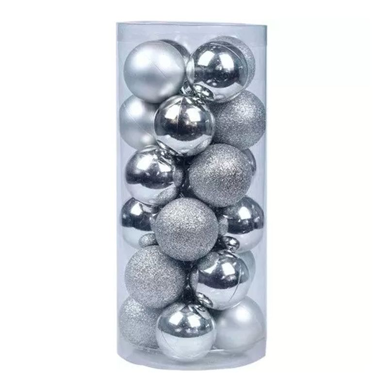 GENERICO - Ser 24 Bambalinas Colgantes 6 cm Para Arbol Plateado